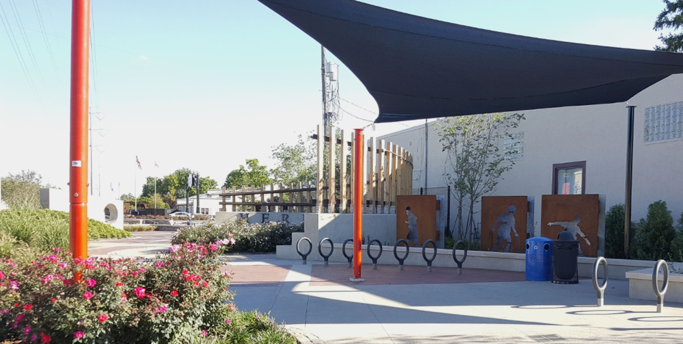 The Heritage Rail Trail at Hilliard, Ohio’s First Responders Park.