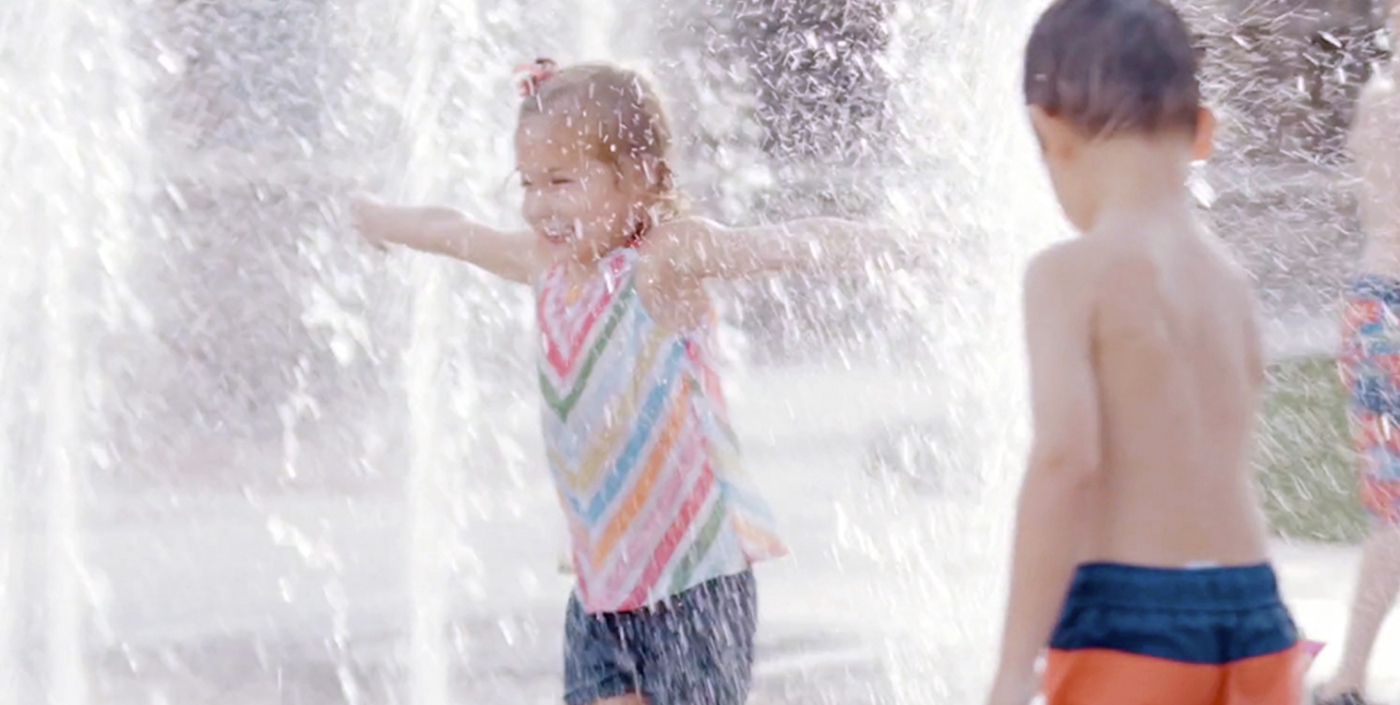 Children splashing at Hilliard's Station Park.