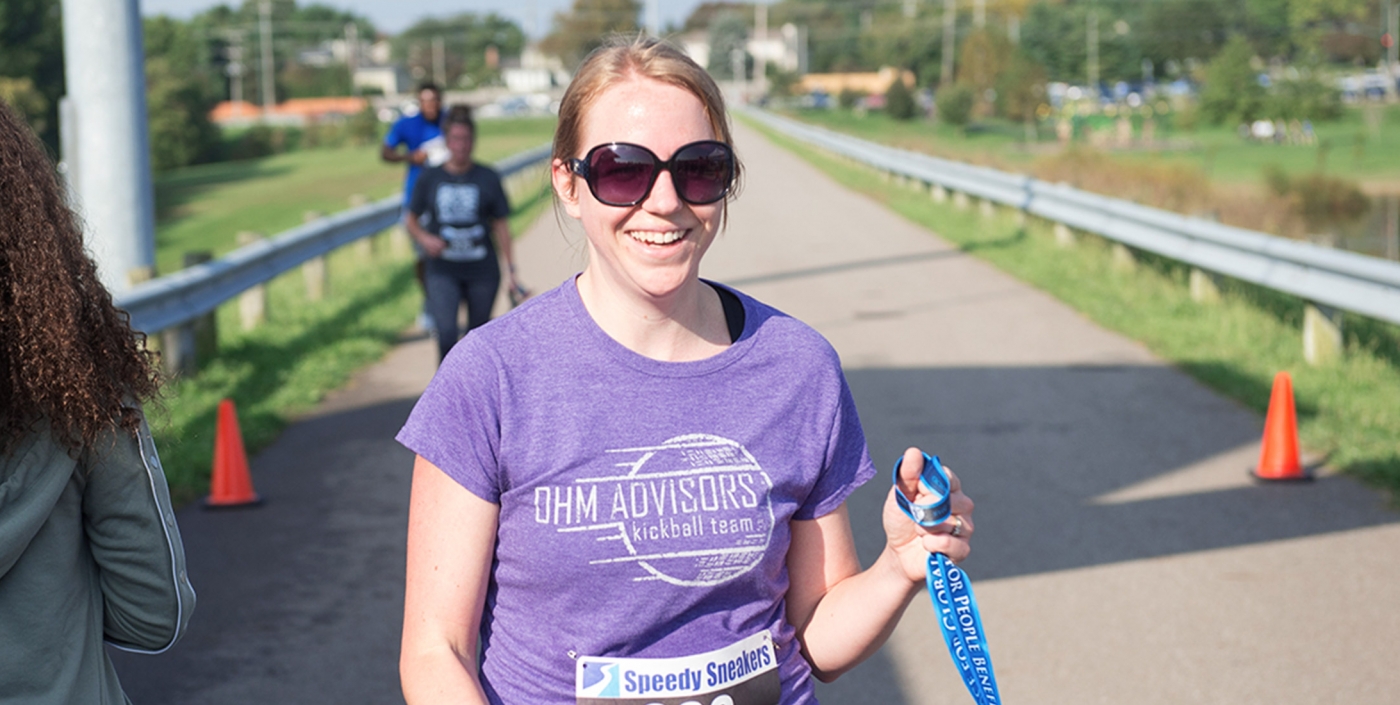 OHM Advisors employee participates in a Relay Race.