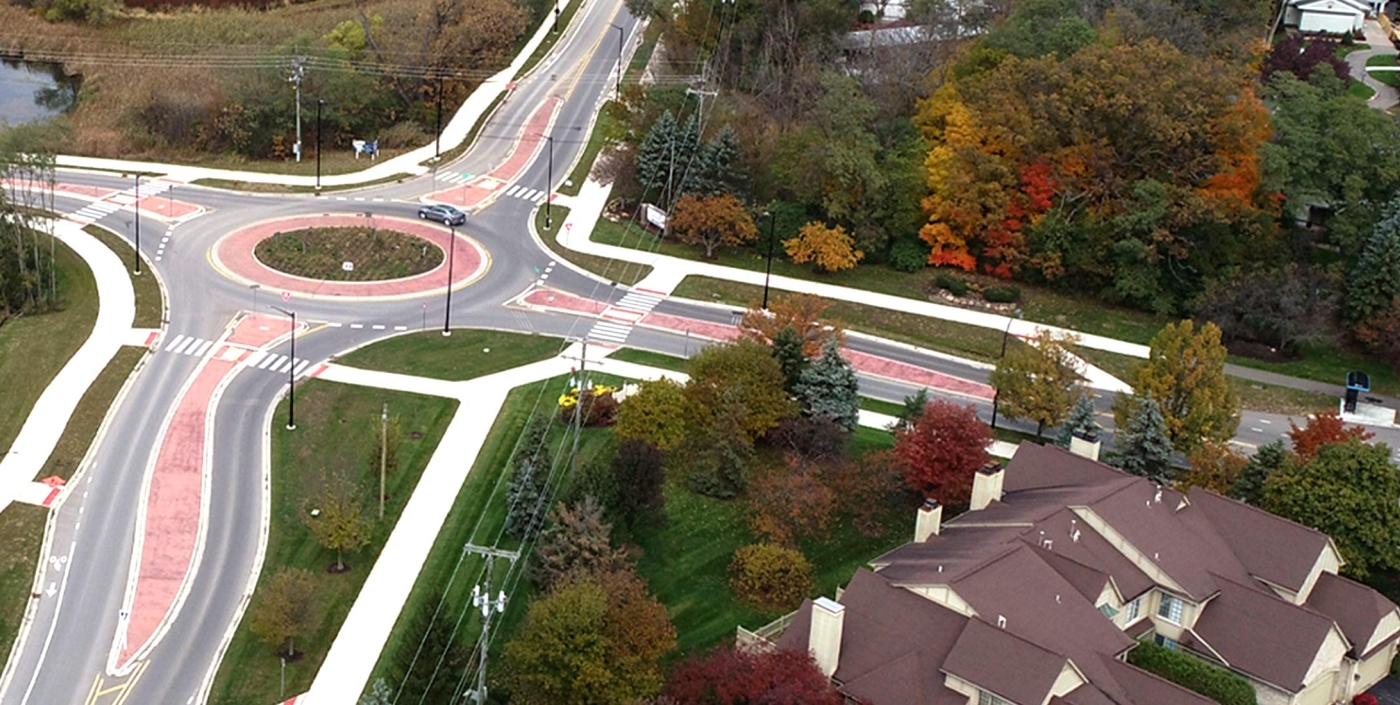 OHM Advisors completed a roundabout design at the highly-traveled intersections of Nixon, Green and Dhu Varren roads.