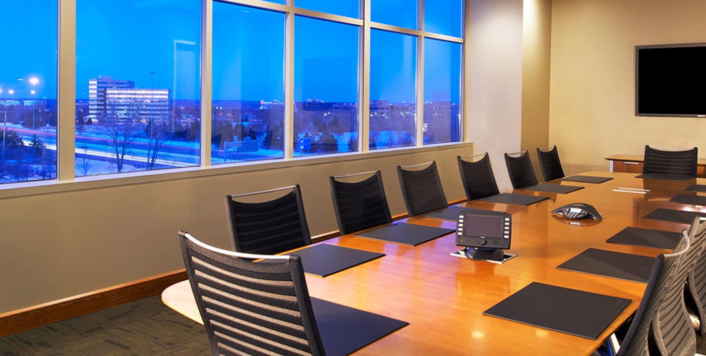 Conference room inside IGS Energy's LEED-NC corporate headquarters building.