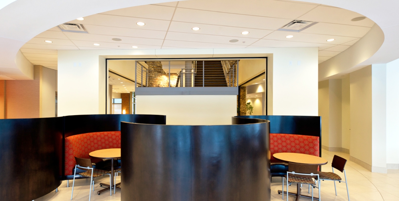 Lounge room inside IGS Energy's LEED-NC corporate headquarters building.