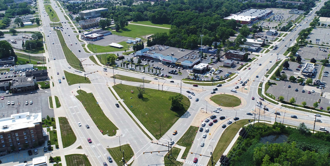 Traffic flows smoothly throughout the Northwestern Connector Triangle and Orchard Lake Boulevard.
