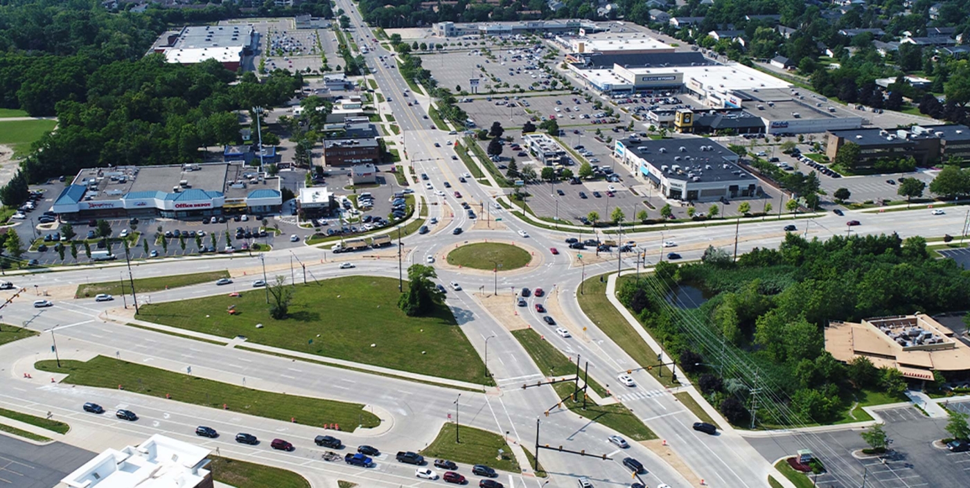 The Orchard Lake Boulevard included reconstruction from a 5-lane road to a 4-lane boulevard.