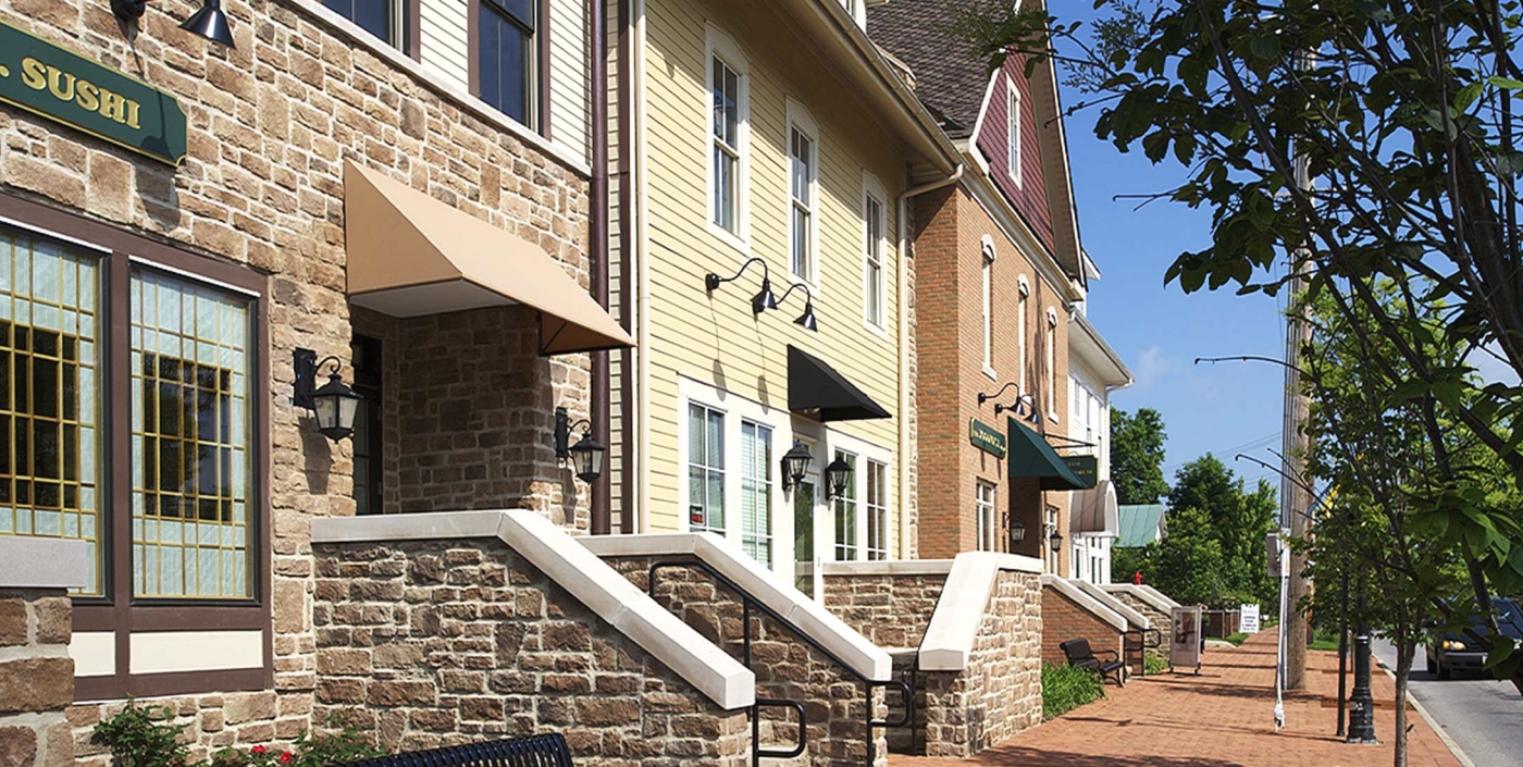 Shops within BriHi Square's quaint historic downtown.