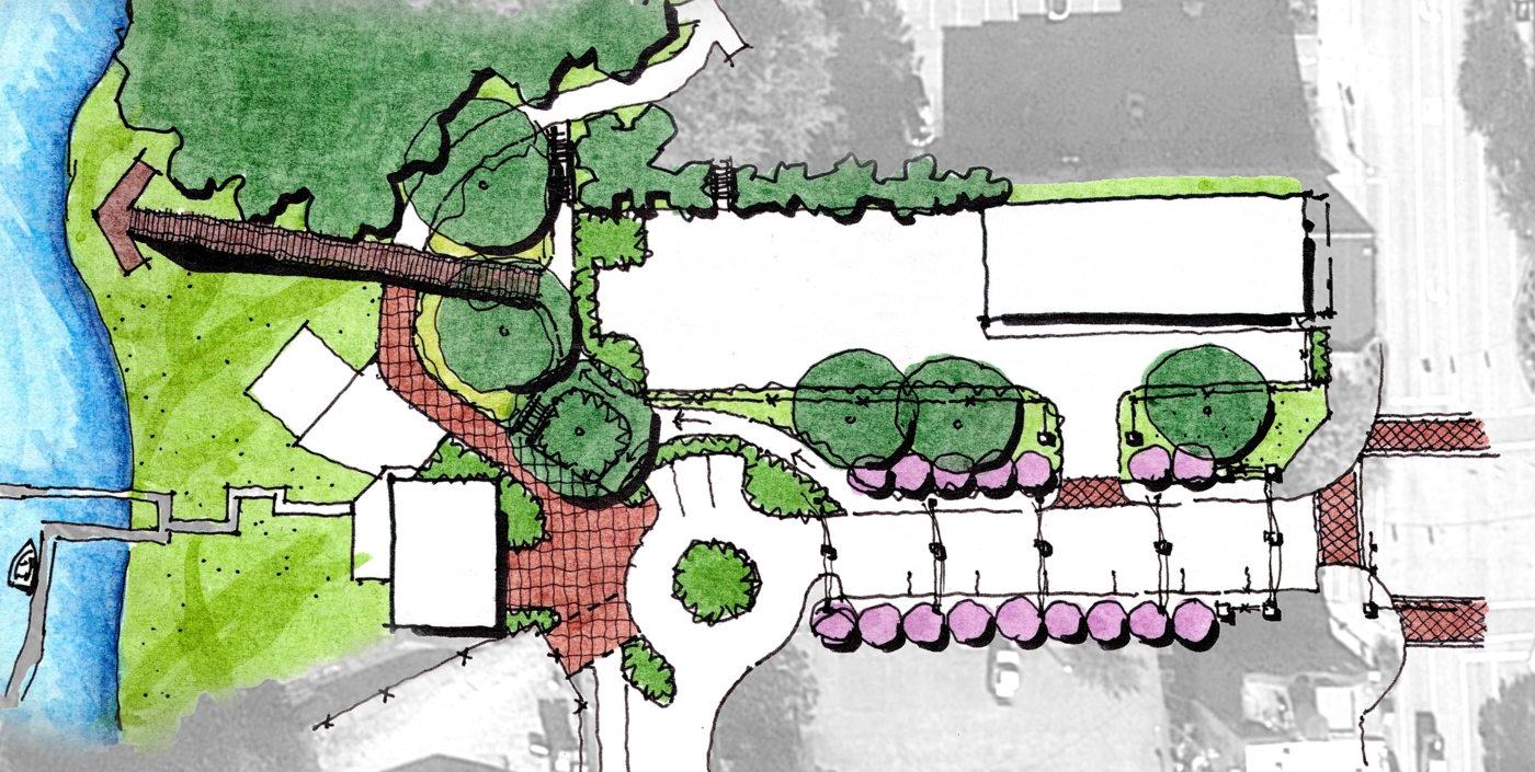 A sketch of the envisioned Butler Street in Downtown Marietta, Ohio.