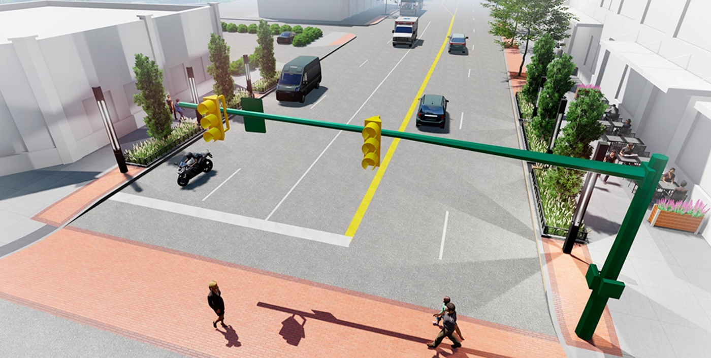 A birds eye rendering of the proposed Lane Avenue corridor.