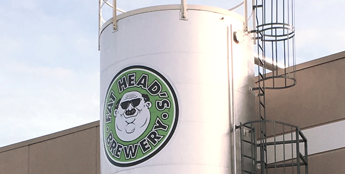 A zoomed in photo of Fat Head's Brewery spent solids silo.