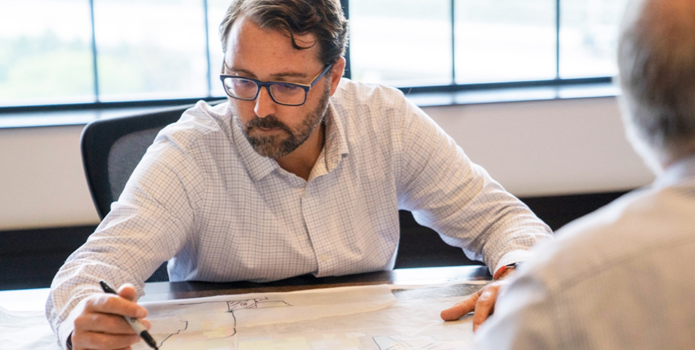 Aaron Domini works on plans for the Lane Avenue corridor in Upper Arlington, Ohio.