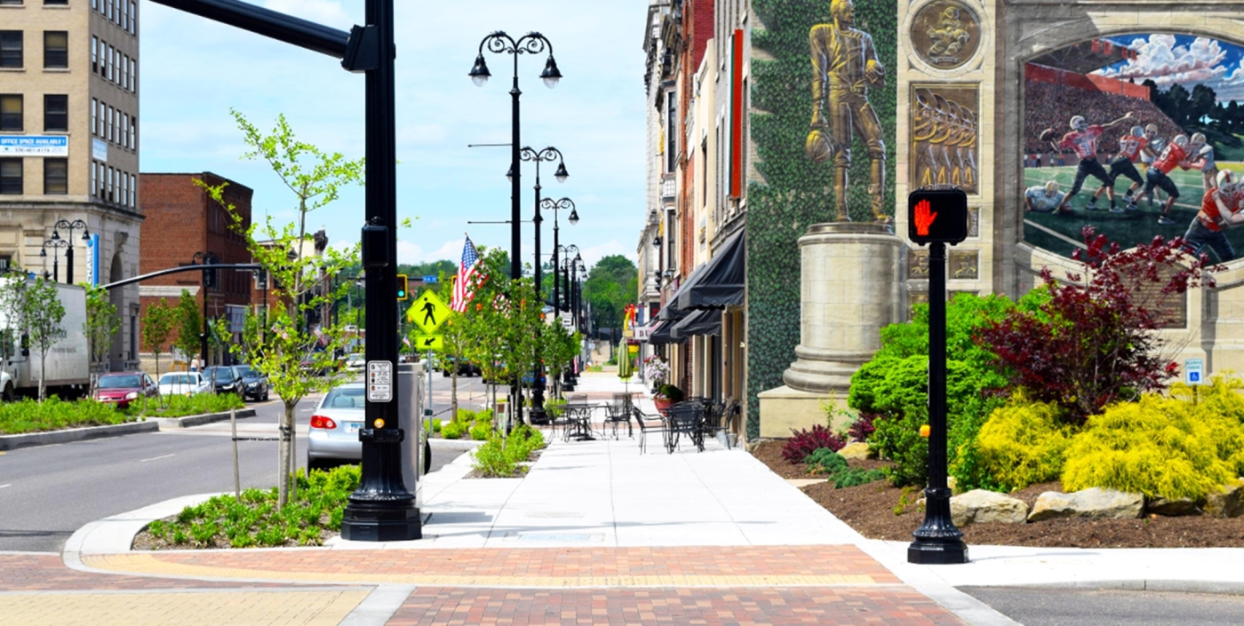Pedestrian crossing 1 Massillon streetscape