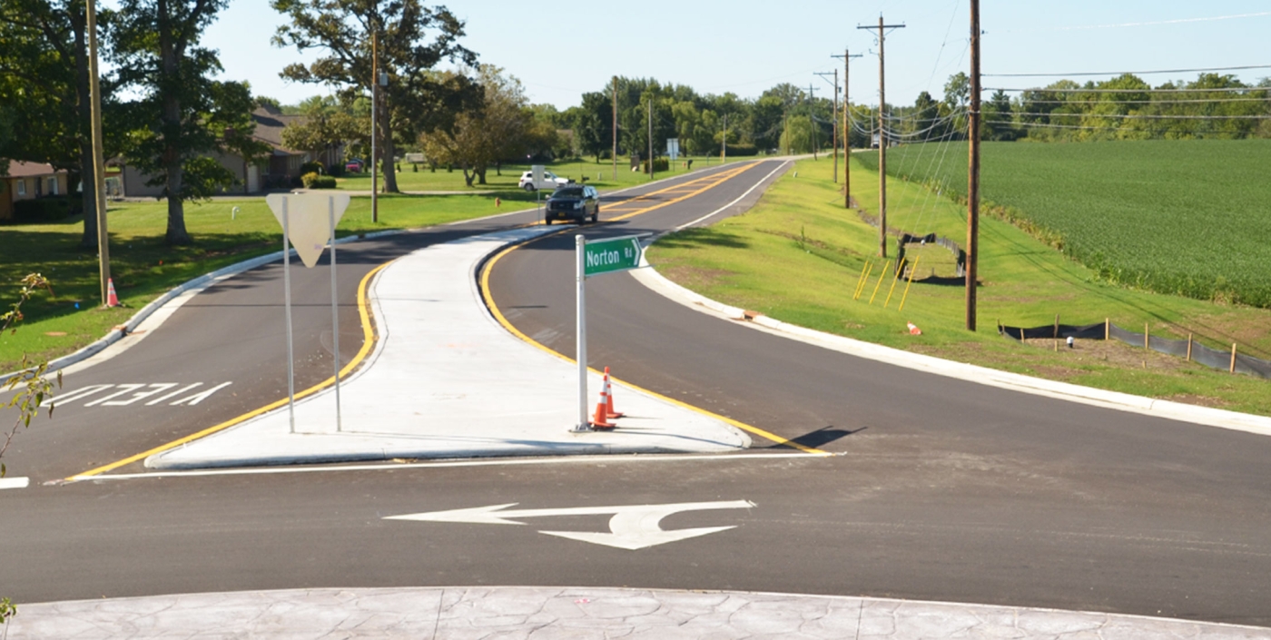 View of Norton Road from the Norton Johnson roundabout