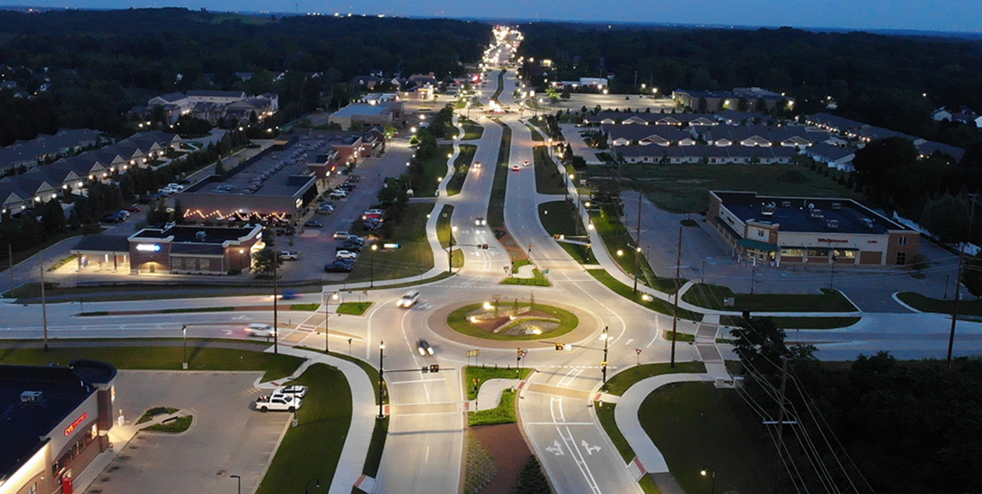 Baldwin Road roundabout at Maybee Road in Lake Orion, MI