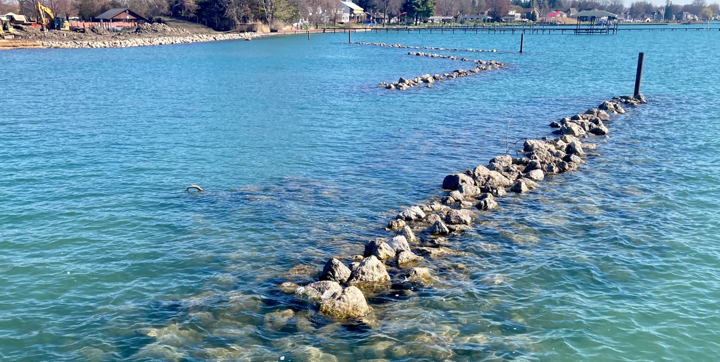 The quantity and placement of offshore habitat shoals help protect the shoreline from erosion and improve water quality.