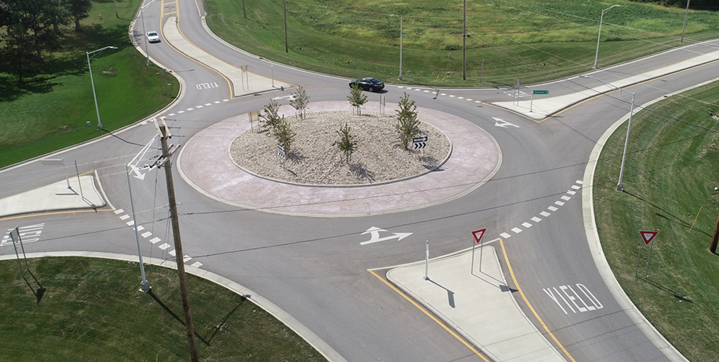 The new single-lane roundabout at Norton and Johnson Road in Franklin County, OH