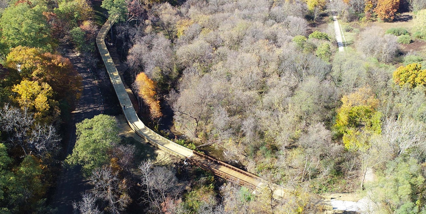 Aerial shot of Clarkston Road Regional Pathway