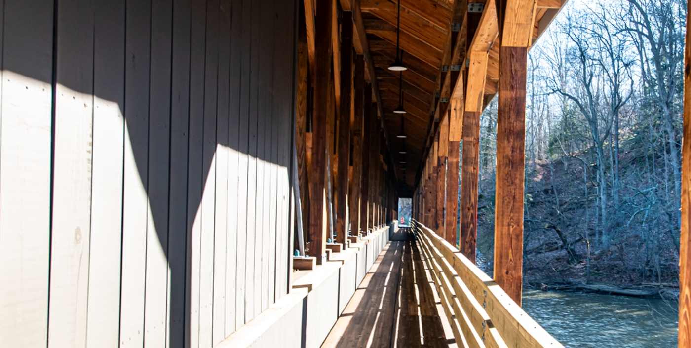 Walkway across the Spellacy Covered Bridge