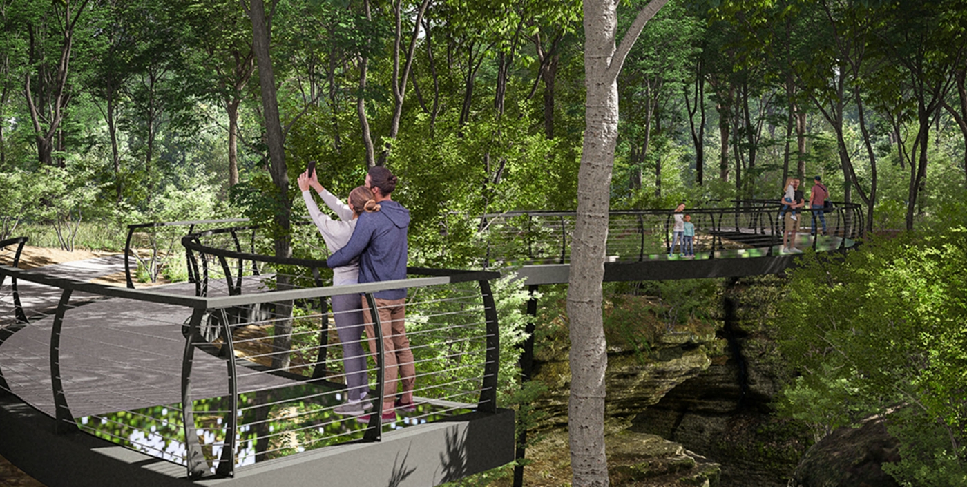 Glass bridge at Nelson-Kennedy Ledges State Park