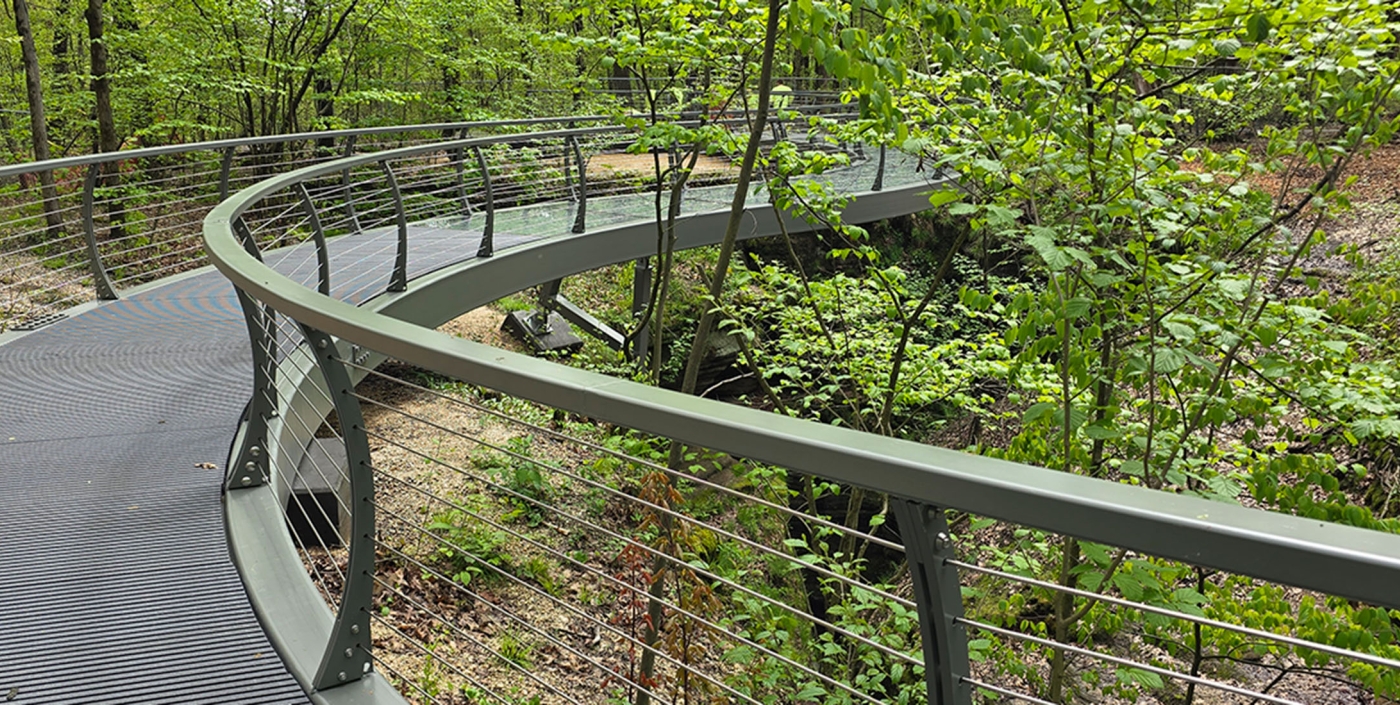 Glass bridge at Nelson-Kennedy Ledges State Park