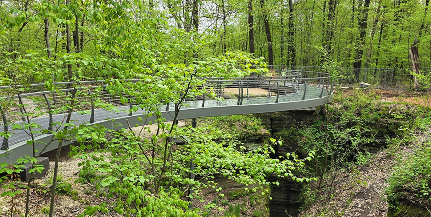 Glass bridge at Nelson-Kennedy Ledges State Park