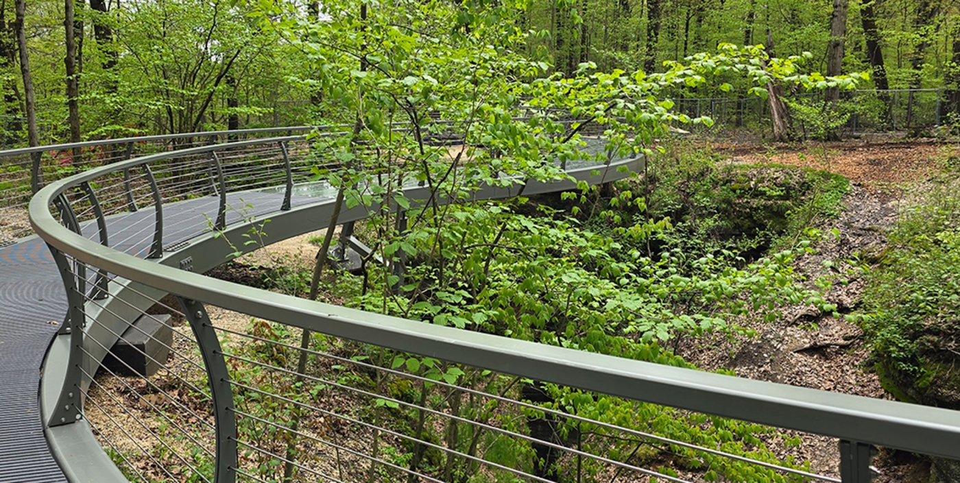 Glass bridge at Nelson-Kennedy Ledges State Park