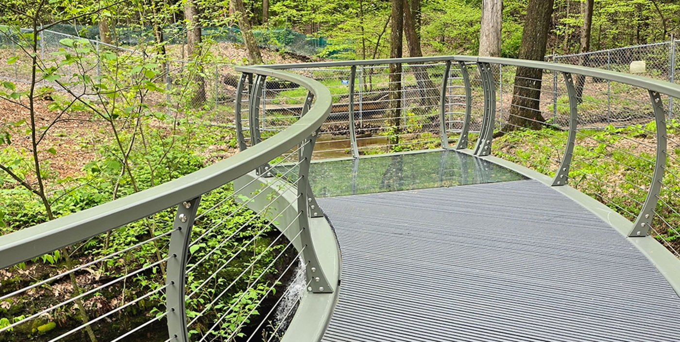 Glass bridge at Nelson-Kennedy Ledges State Park