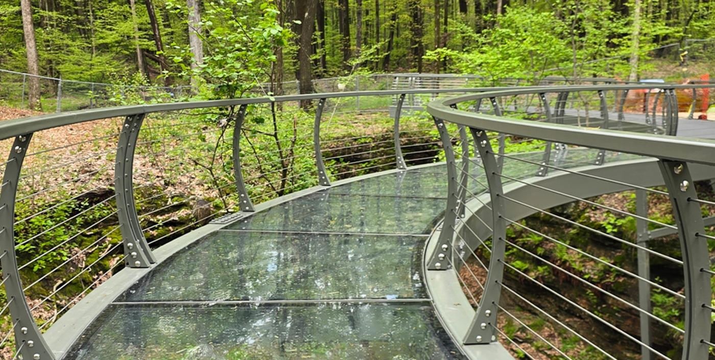 Glass bridge at Nelson-Kennedy Ledges State Park