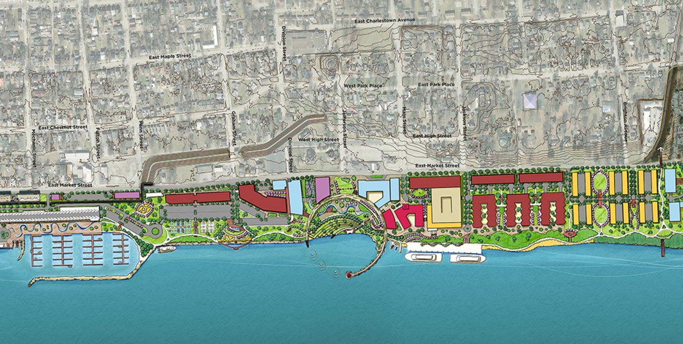 Color site plan of Jeffboat redevelopment in Louisville, Kentucky.