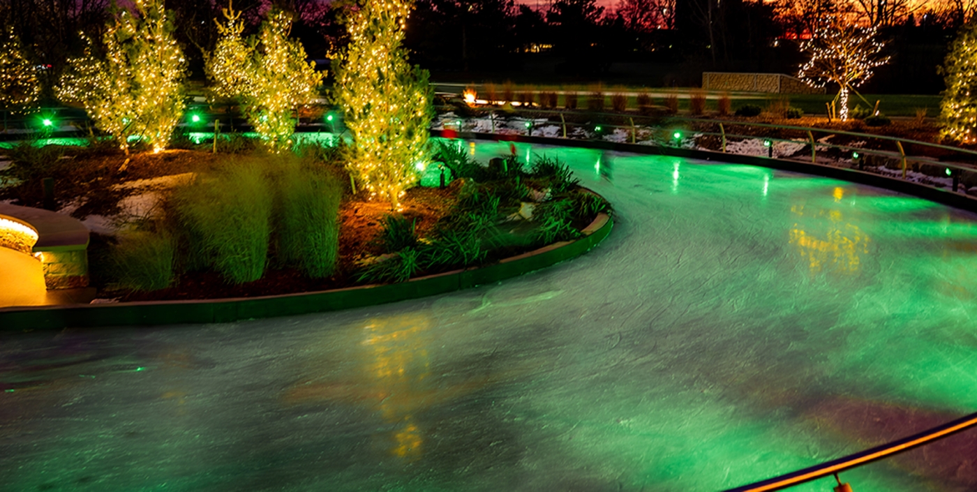 Evening ice skating at Jeanne Stine Park in Troy, Michigan.