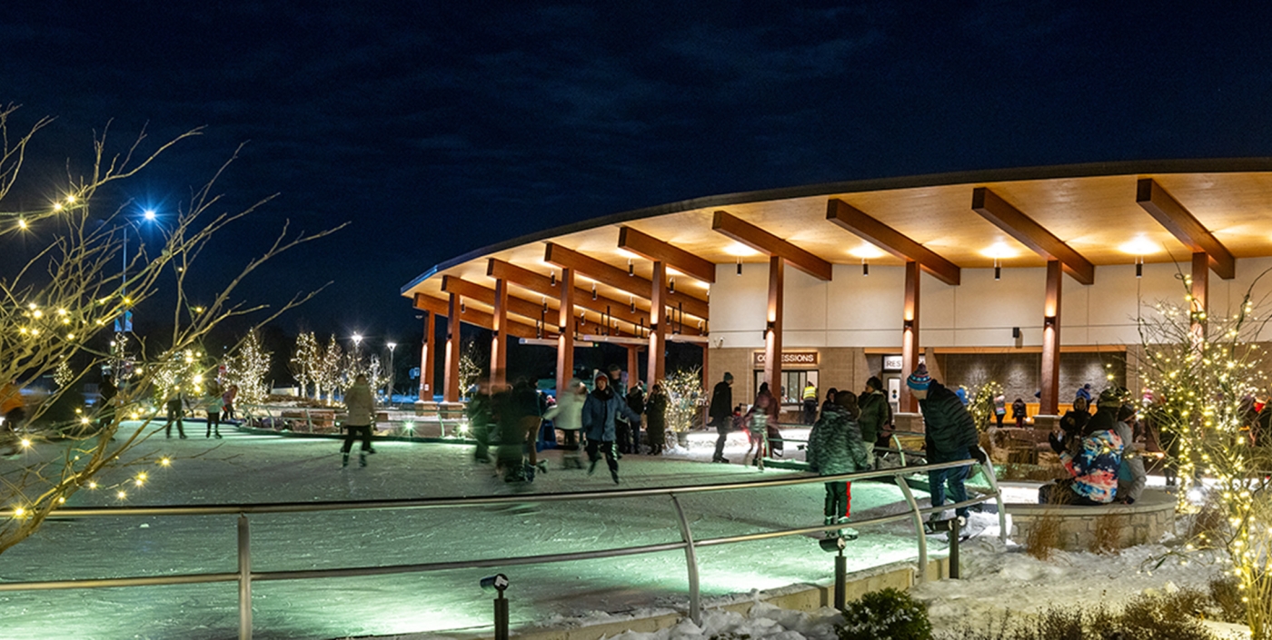 Skating ribbon at Jeanne Stine Park in Troy, Michigan.