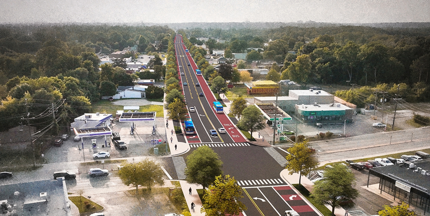 Rendering of proposed alignment looking west