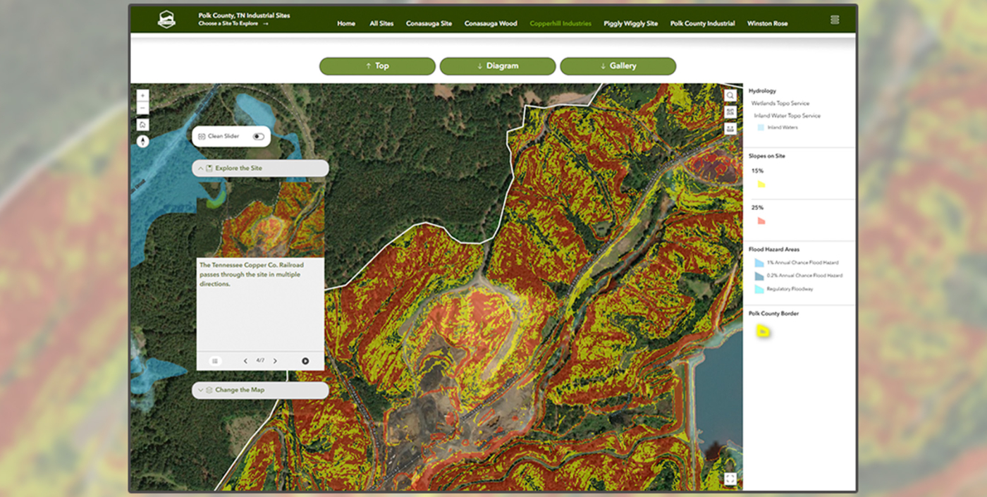Screenshot of a full color map on the website built for the Polk County Chamber