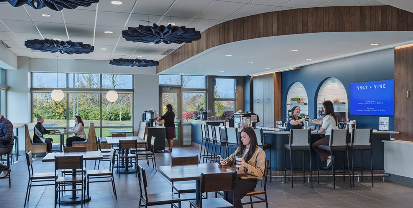 Flexible work and cafe space at Volt and Vine at the IGS Energy Campus