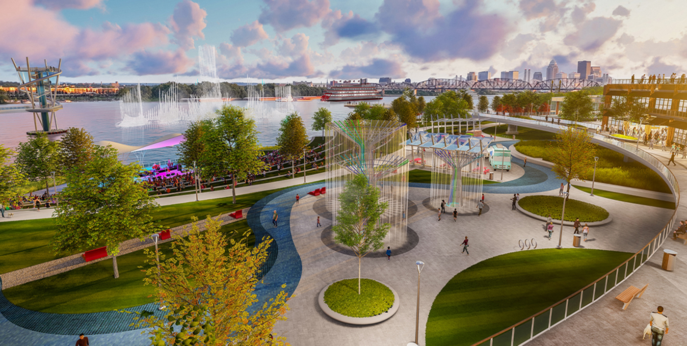 color site rendering of a waterfront park
