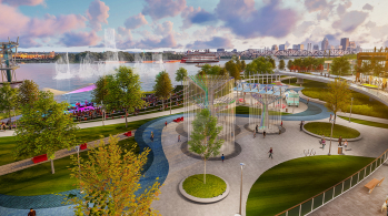 color site rendering of a waterfront park