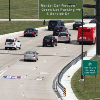 The Detroit Metropolitan Airport entrance now includes better signage and less traffic, thanks to work from OHM Advisors.