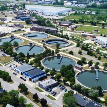 An aerial view of the Downriver System, the second largest wastewater system in Michigan.