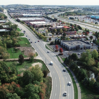 Aerial view of Brown Road alongside I-75