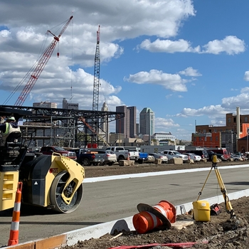 New roadway and curb construction work at Astor Park in Columbus, OH