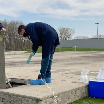 Sampling at site for Walled Lake Novi PFAS Evaluation