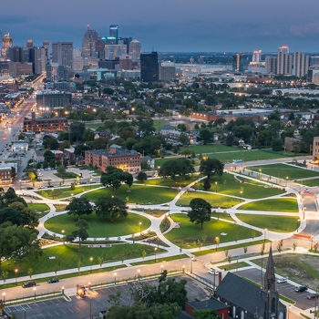 The enhanced Roosevelt Park connects two Detroit neighborhoods