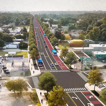 Rendering of proposed alignment looking west