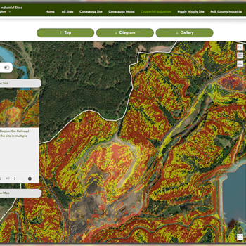 Screenshot of a full color map on the website built for the Polk County Chamber
