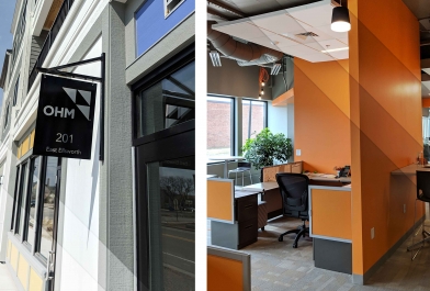 Exterior and interior image collage of newest Midland office