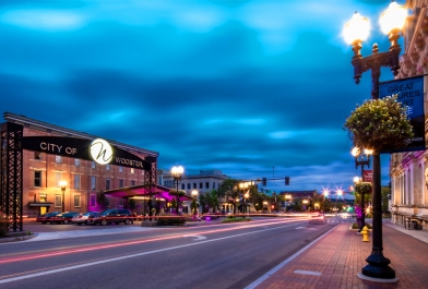 A nighttime view of the award-winning Wooster Downtown Plan.