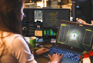 Infrastructure condition dashboard displayed on laptop monitor