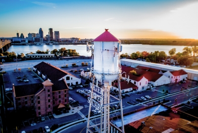 Arial shot of the new Greater Louisville office with water tower