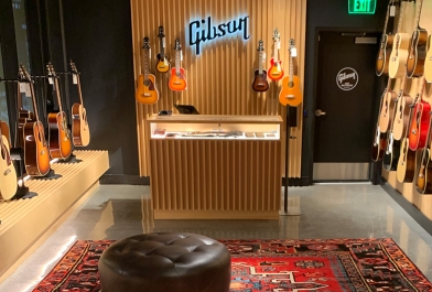Interior shot of the new Gibson Garage store located in Nashville, Tennessee.