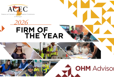 Image of OHM Advisors team members collaborating and working with the community.