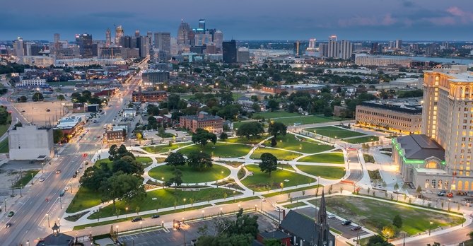 The enhanced Roosevelt Park connects two Detroit neighborhoods