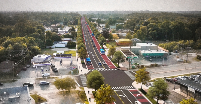 Rendering of proposed alignment looking west
